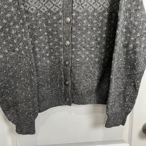 Columbia Shetland Wool Cardigan Sweater Patterned Gray Women's Size Medium - Picture 2 of 7